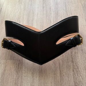 Alaia black leather cross belt, 65 cm, sold out everywhere